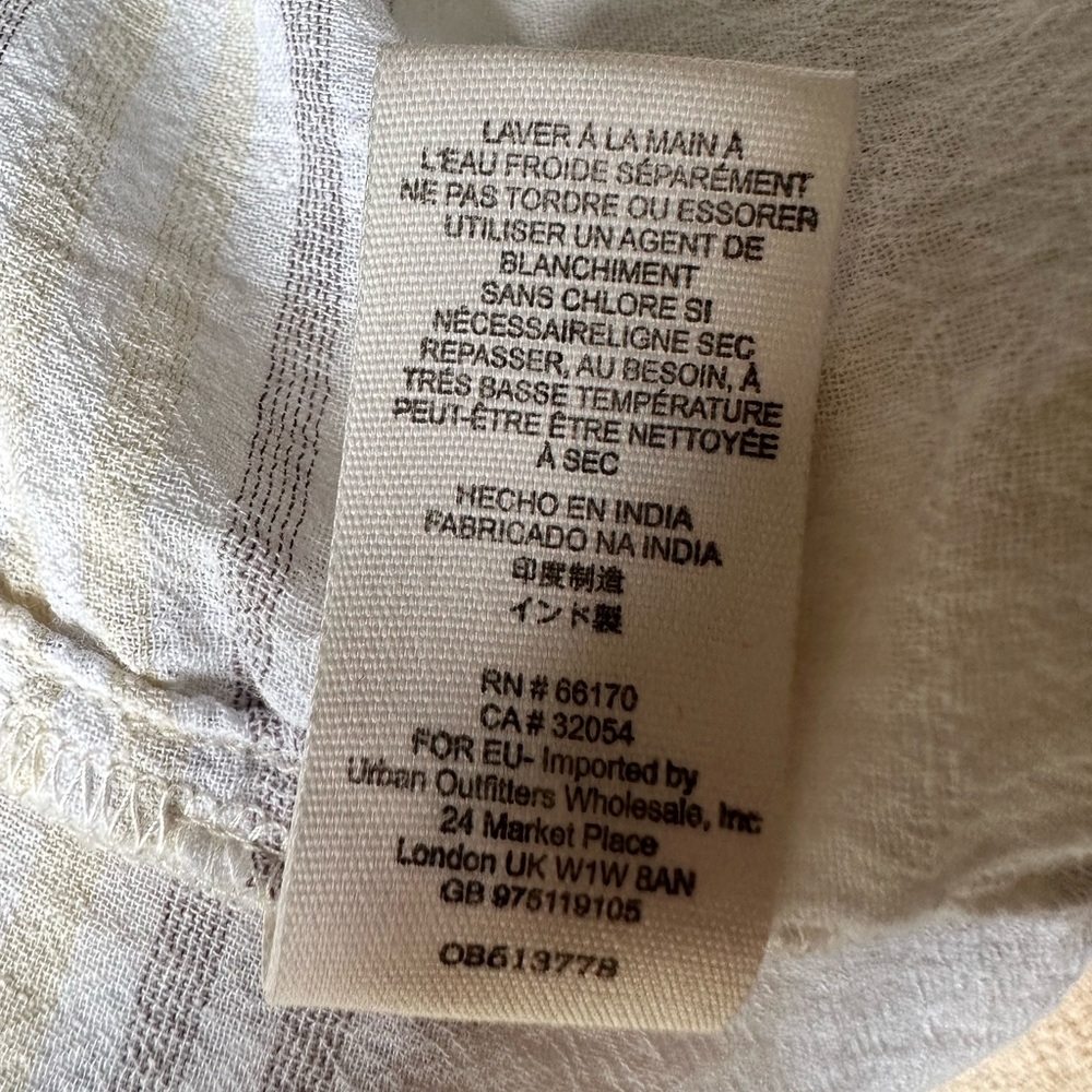 FREE PEOPLE Cutie Plaid Button Down Shirt Top Blouse Dolman Sleeves Ivory SM - Picture 14 of 16